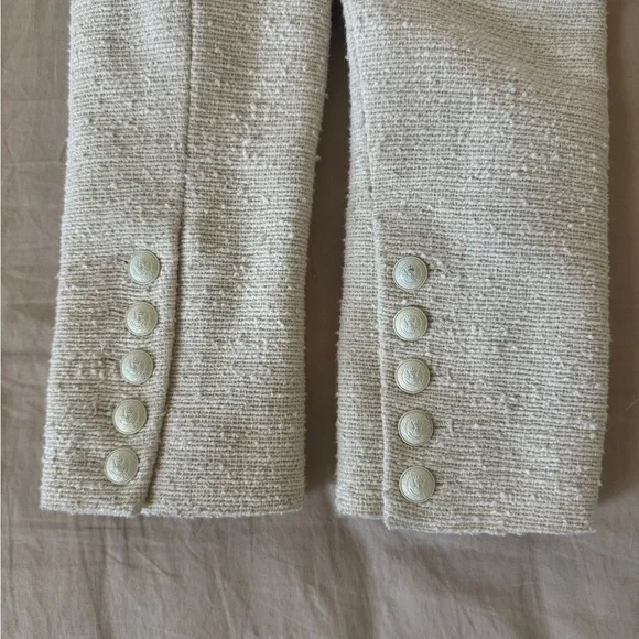 L'AGENCE Brooke Double Breasted Crop Blazer in Ecru - Picture 6 of 6